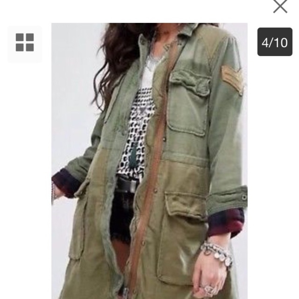 Free People Colorblock Military Jacket, SZ M